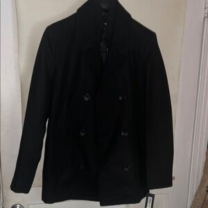 Kenneth Cole New York Black Peacoat Wool Blend